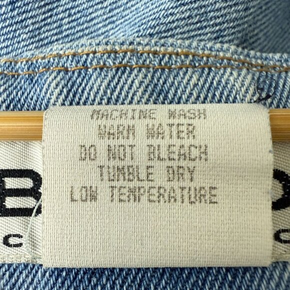 Vtg Be Bop Denim Maxi Skirt Sz 11 Leather Cord Whip Stitch Wrap Detail Lt Wash - Picture 9 of 9